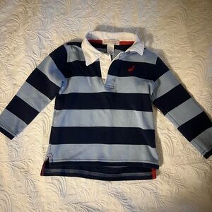 The Beaufort Bonnet Company Blue and White Polo Shirt with Stripes